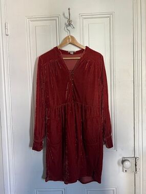 Rust Red Velour Dress